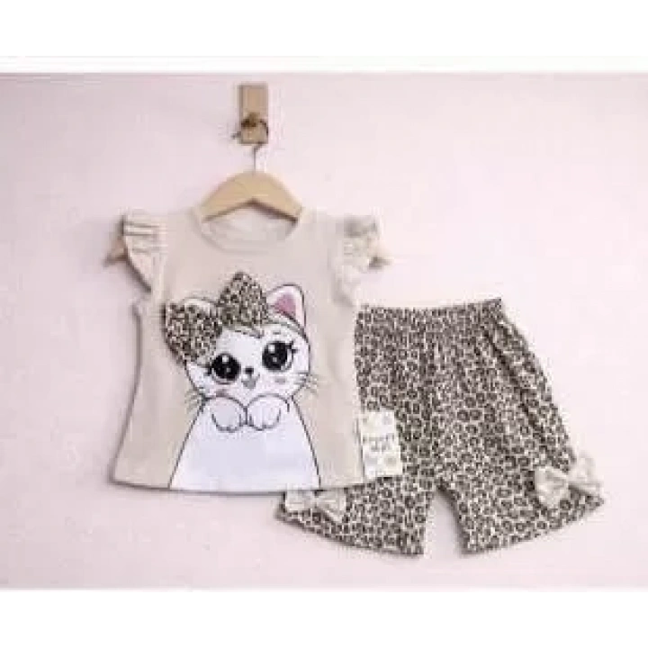9/24 Ay Leopar Kedi Baskılı Bebek Takımı