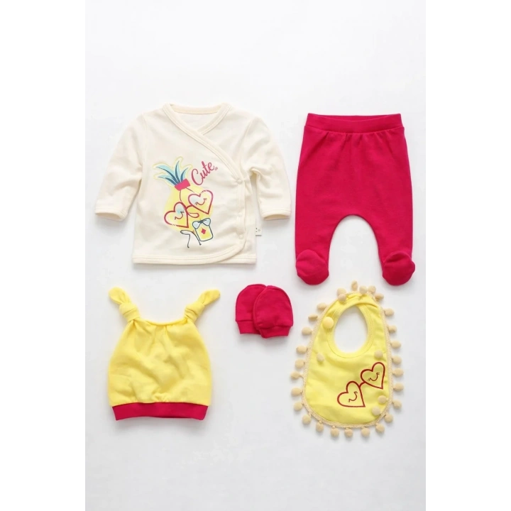 Ananaslı Kalpli 5 Parça Hastane Çıkış Seti