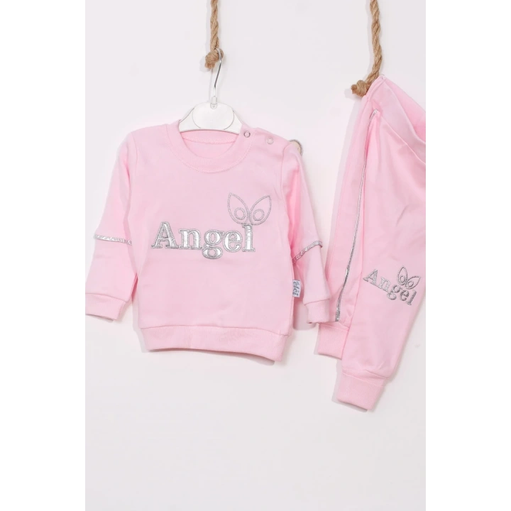 Angel Kanat Detaylı % 100 Pamuk Kız Bebek Takımı