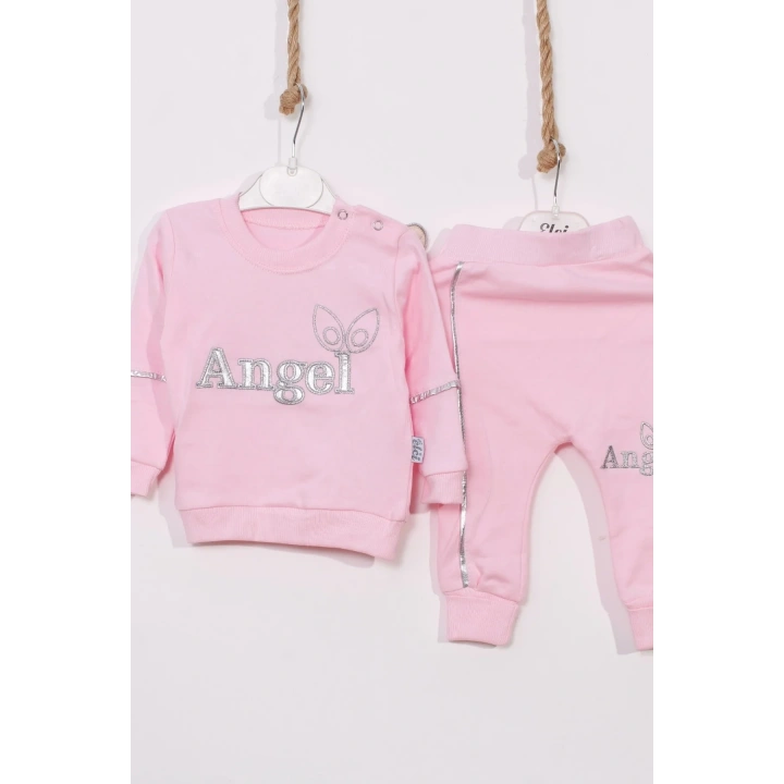 Angel Kanat Detaylı % 100 Pamuk Kız Bebek Takımı