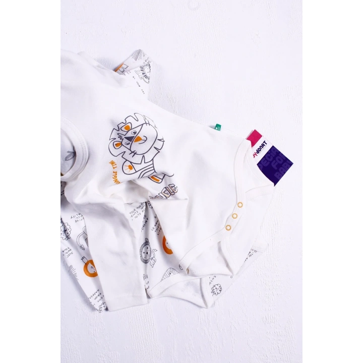 Aslan Desenli Uzun Kol 2li Erkek Bebek Body