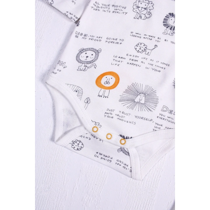 Aslan Desenli Uzun Kol 2li Erkek Bebek Body