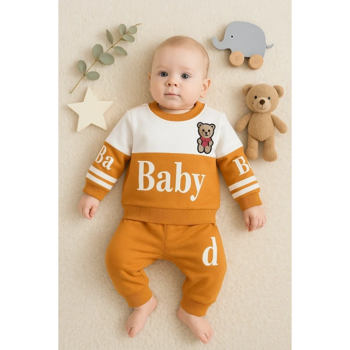 Baby Desenli 2li % 100 Pamuk Erkek Bebek Takımı