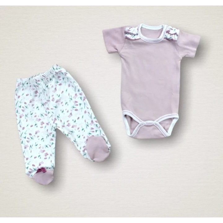 Bahar Çiçekleri Nakışlı  10lu Zıbın Takımı Hastane Çıkışı Gül Kurusu