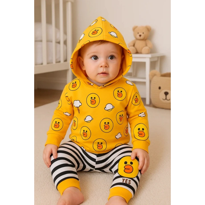 Civciv Desenli 2li % 100 Pamuk Erkek Bebek Takımı