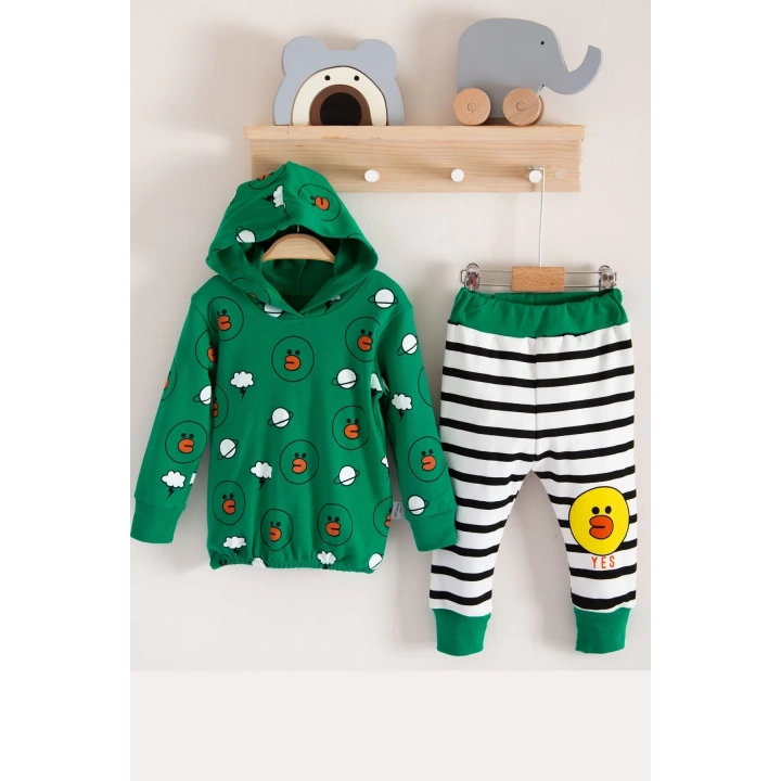 Civciv Desenli 2li % 100 Pamuk Erkek Bebek Takımı