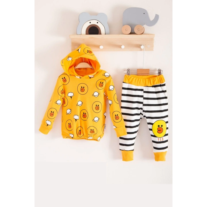 Civciv Desenli 2li % 100 Pamuk Erkek Bebek Takımı