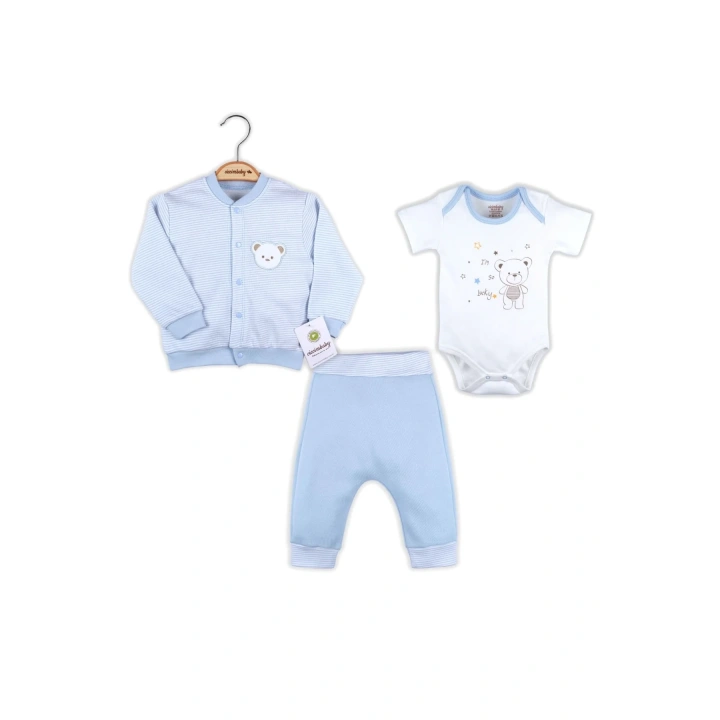Çizgili Bear Hırkalı % 100 Pamuk Erkek Bebek Takım