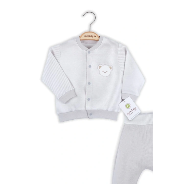 Çizgili Bear Hırkalı % 100 Pamuk Erkek Bebek Takım