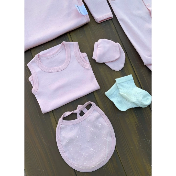 Dantel İşlemeli 10 Parça Yeni Doğan Hastane Seti %100 Pamuk