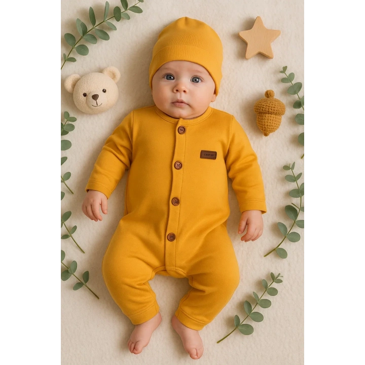 Düğmeli Önden Açık İnterlok Tulum