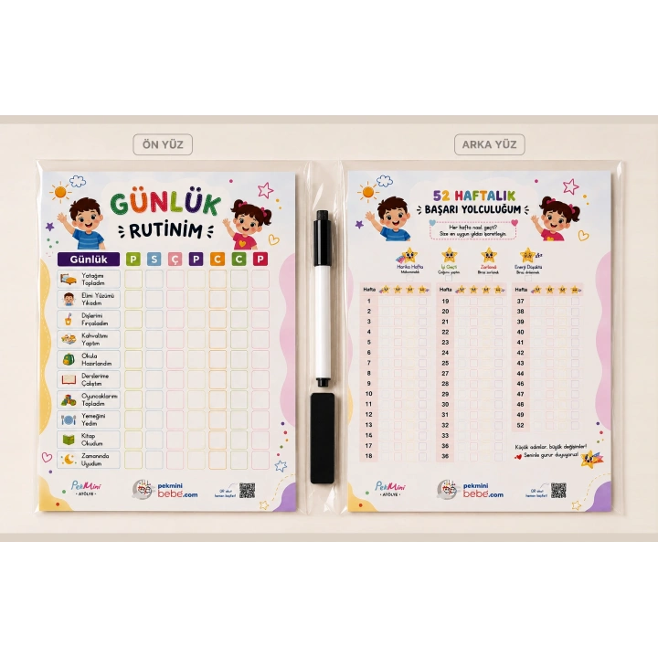 Günlük Rutinim – Silinebilir Çocuk Rutin Tablosu