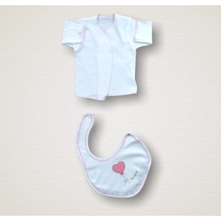 Kalpli Uçan Balon Nakışlı  10lu Zıbın Takımı Hastane Çıkışı Ekru