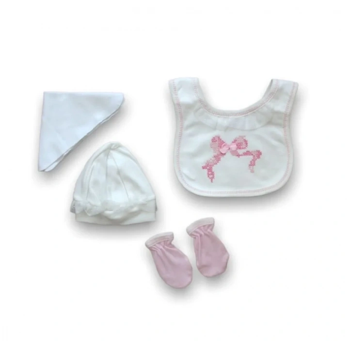 Kanaviçe Nakışlı  5li Zıbın Takımı Hastane Çıkışı Pembe