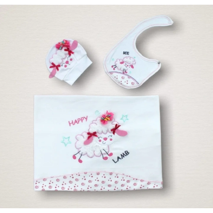 Kıvırcık Kuzu Nakışlı  10lu Zıbın Takımı Hastane Çıkışı Ekru