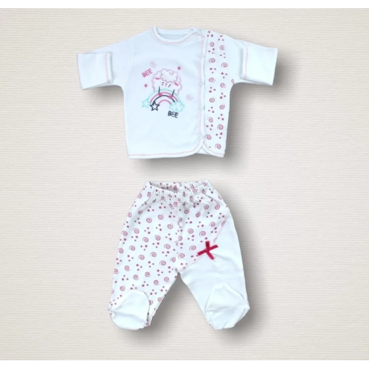 Kıvırcık Kuzu Nakışlı  10lu Zıbın Takımı Hastane Çıkışı Ekru