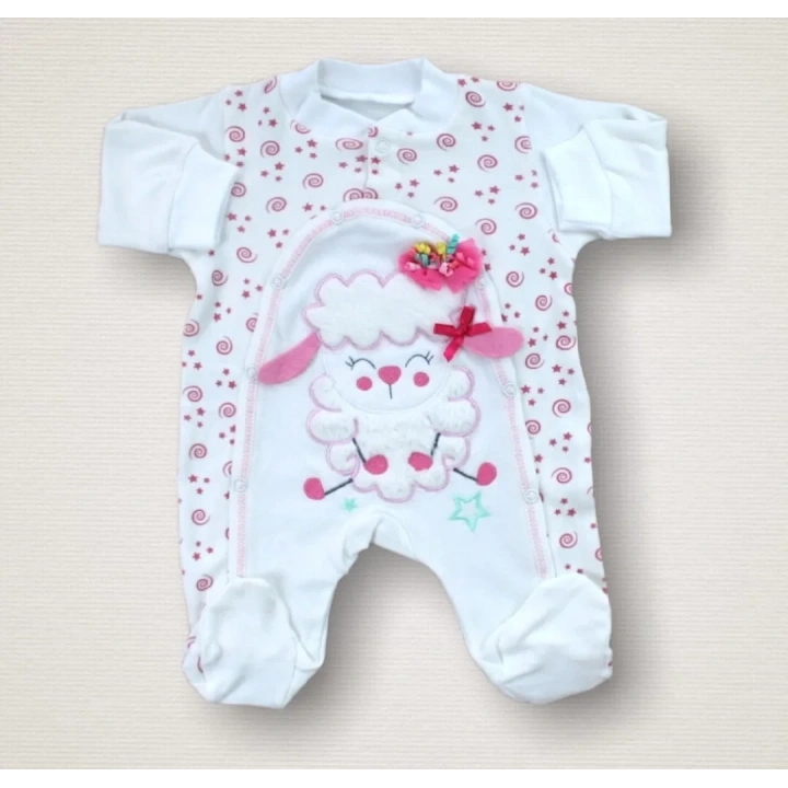 Kıvırcık Kuzu Nakışlı  10lu Zıbın Takımı Hastane Çıkışı Ekru