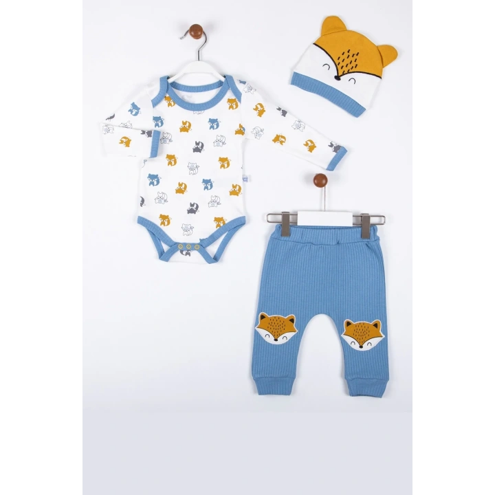 Little Fox Desenli 3lü % 100 Pamuklu Erkek Takım