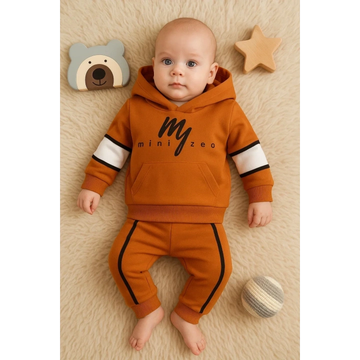 Mini Zeo Desenli Pamuklu 2li Erkek Bebek Takımı
