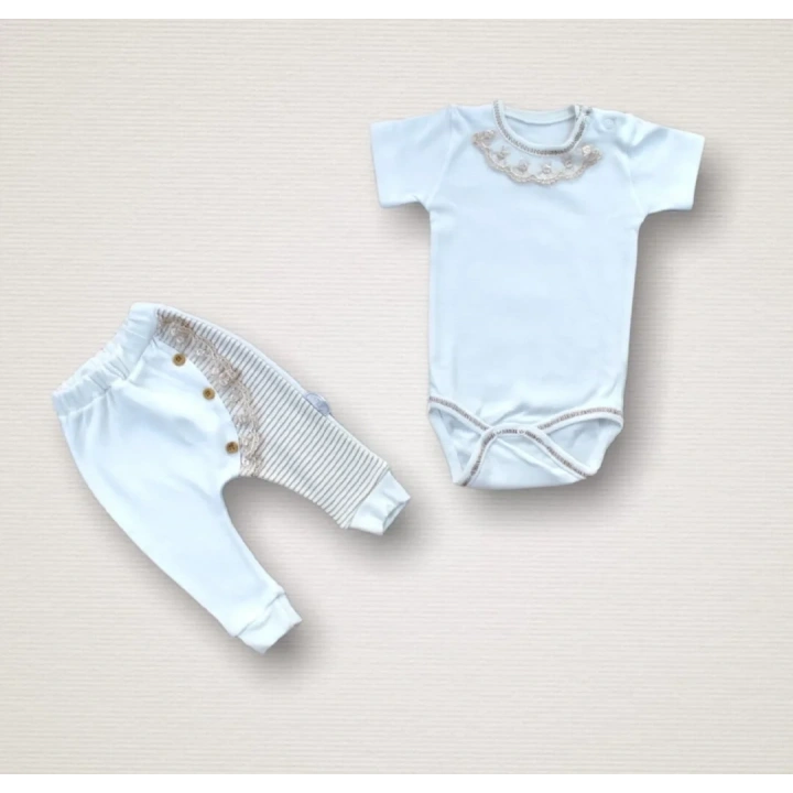 Minik Sincap Nakışlı  10lu Zıbın Takımı Hastane Çıkışı Ekru