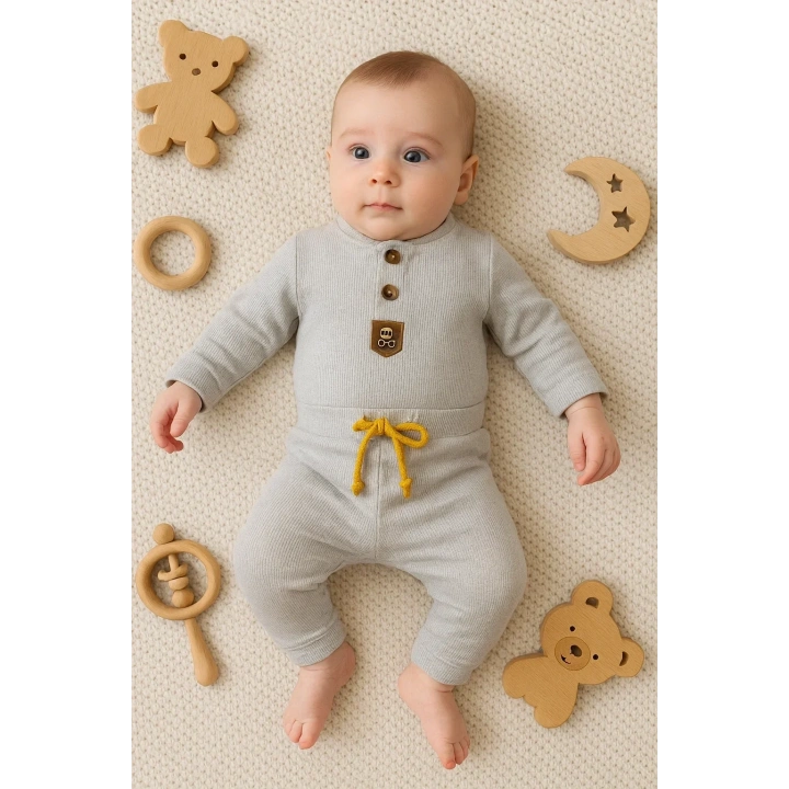 New Waffle Çıtlı Düğmeli 2li Mevsimlik Takım