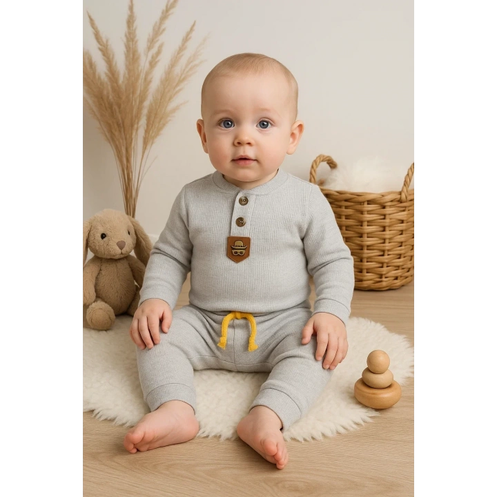 New Waffle Çıtlı Düğmeli 2li Mevsimlik Takım