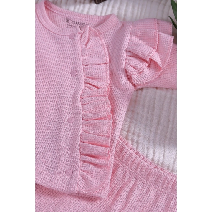 Omuzdan Fırfır Detaylı 5 Parça %100 Pamuk Kız Hastane Çıkışı