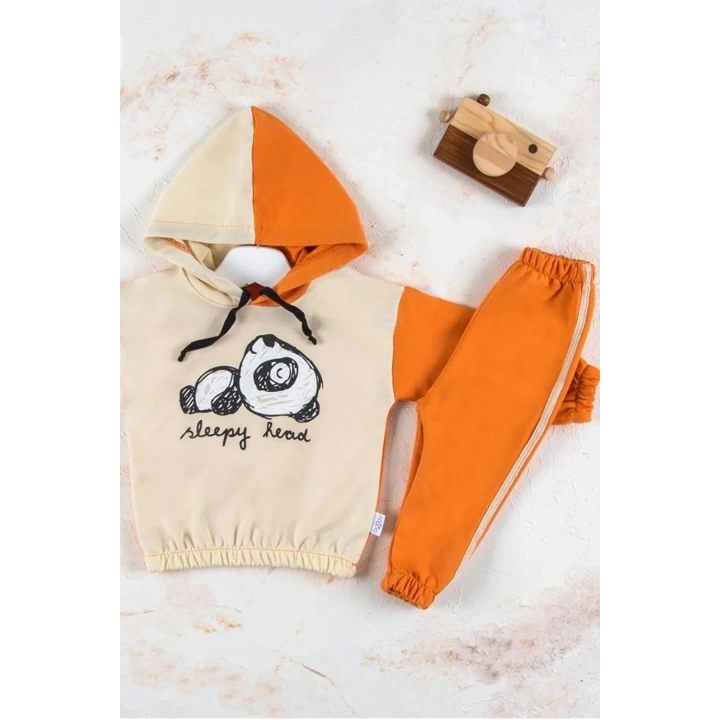 Panda Desenli Kapişonlu Erkek Bebek Takımı