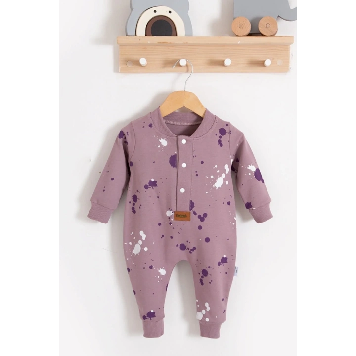 Puantiye Desenli Pamuklu Kız Bebek Tulum