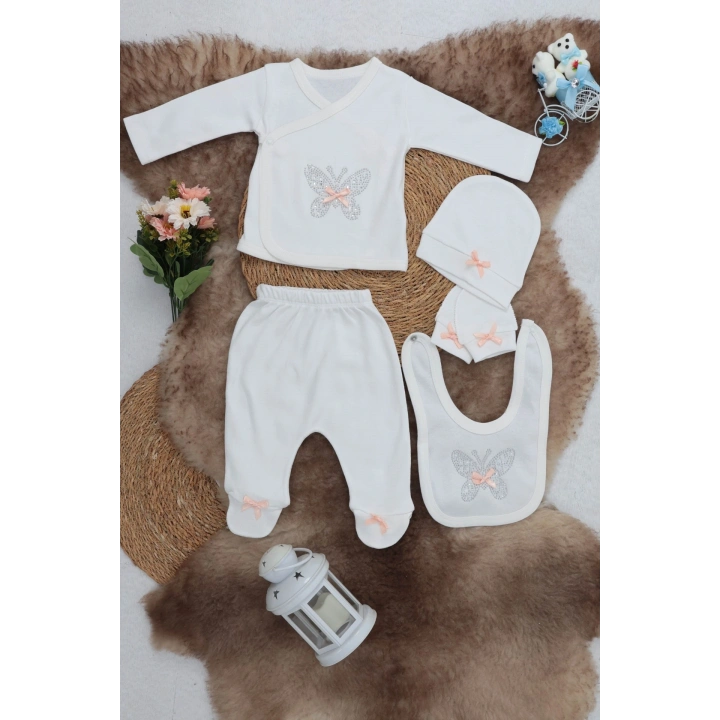 Sema Baby 5 Parça Hastane Çıkışı Zıbın Seti 0-3 Ay - Butterfly