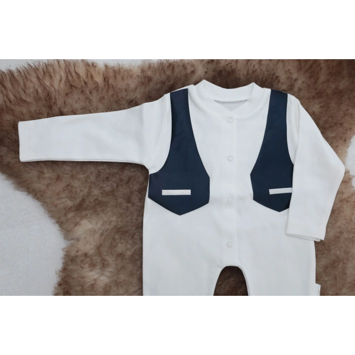 Sema Baby Pamuklu Bebek Tulum Seti 0-3 Ay - Smokin