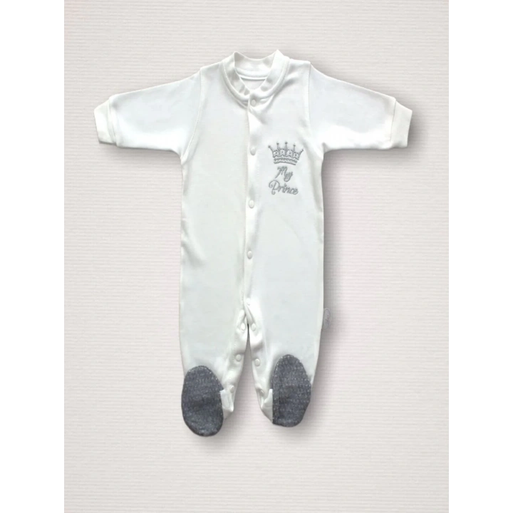 Süper Prens Nakışlı  10lu Zıbın Takımı Hastane Çıkışı Gri