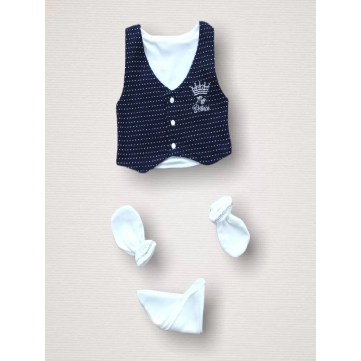 Süper Prens Nakışlı 10lu Zıbın Takımı Hastane Çıkışı Lacivert