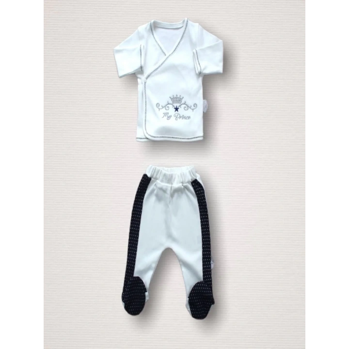 Süper Prens Nakışlı 10lu Zıbın Takımı Hastane Çıkışı Lacivert