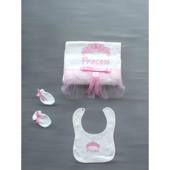 Taçlı Prensesim Nakışlı  10lu Zıbın Takımı Hastane Çıkışı Pembe