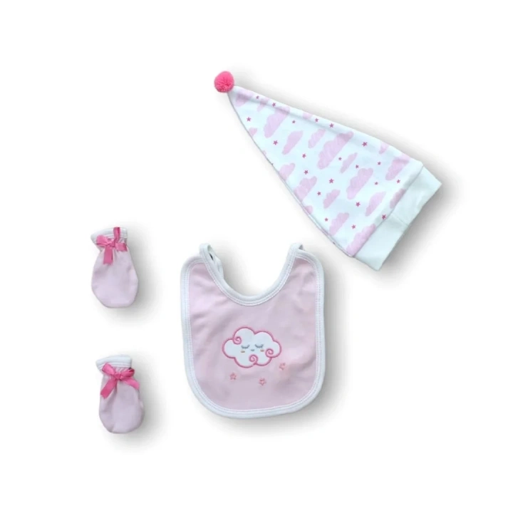 Uykucu Bulut Nakışlı  5li Zıbın Takımı Hastane Çıkışı Pembe