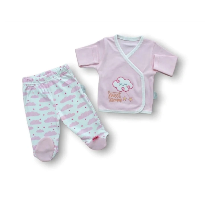 Uykucu Bulut Nakışlı  5li Zıbın Takımı Hastane Çıkışı Pembe