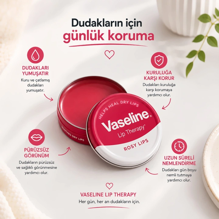 VASELİNE LİP THERAPY ROSY LİPS DUDAK KREMİ 20GR