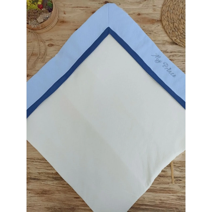 Yenidoğan Bal Peteği My Prince Taç Nakışlı Delüks Kundak Bebek Battaniyesi Mavi