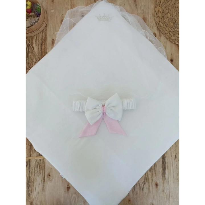 Yenidoğan Bal Peteği My Prince Taç Nakışlı Delüks Kundak Bebek Battaniyesi Pembe