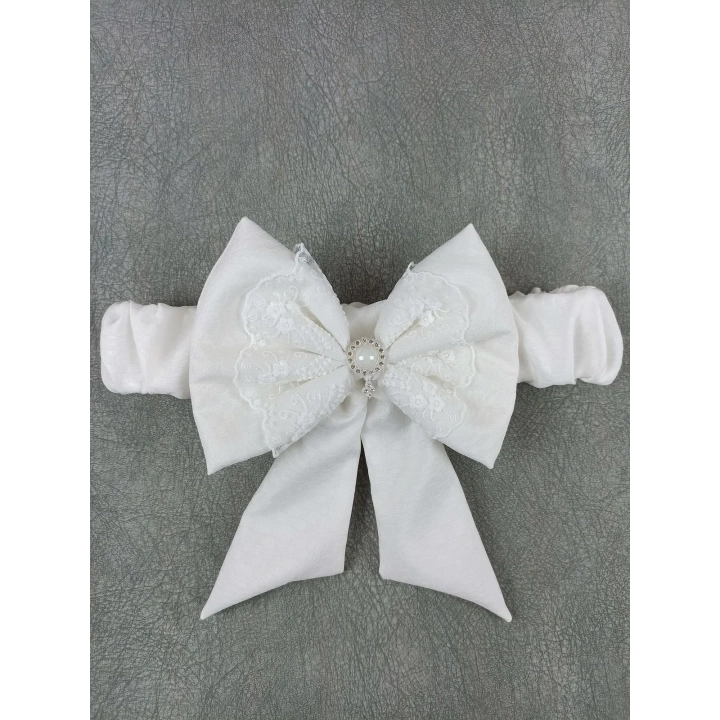 Yenidoğan Bambu Taç Nakışlı Delüks Kundak Bebek Battaniyesi Ekru