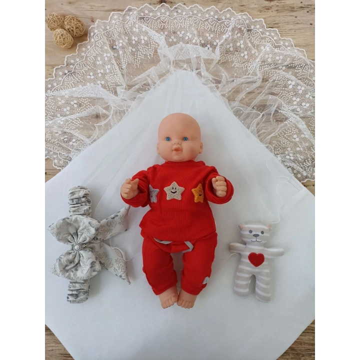 Yenidoğan Gül Sedefli Duvaklı Taş Fiyonk Erkek Bebek Kumru Kundak Bebek Battaniyesi Lacivert