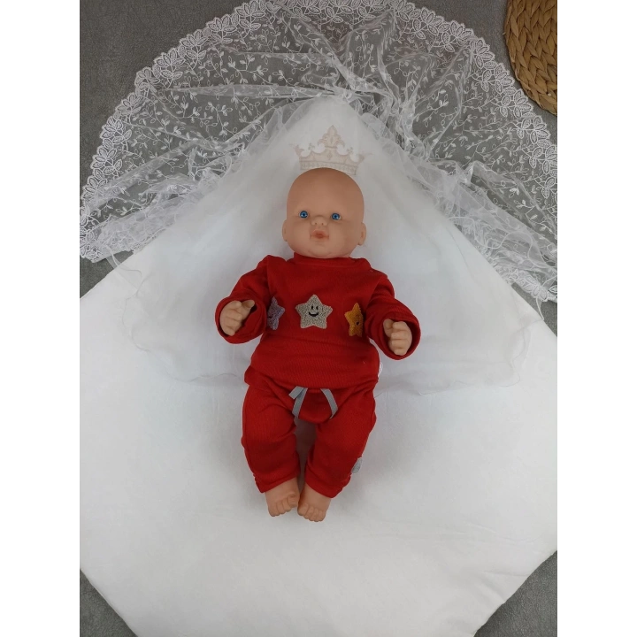 Yenidoğan Kumru Plazma Taçlı Lüks Kundak Bebek Battaniyesi Ekru