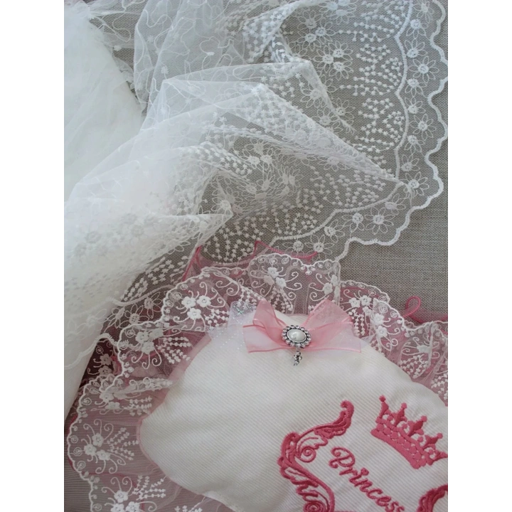 Yenidoğan Nil Taç Nakışlı Kundaklı Trilüks 3lü Alt Açma Seti Fuşya