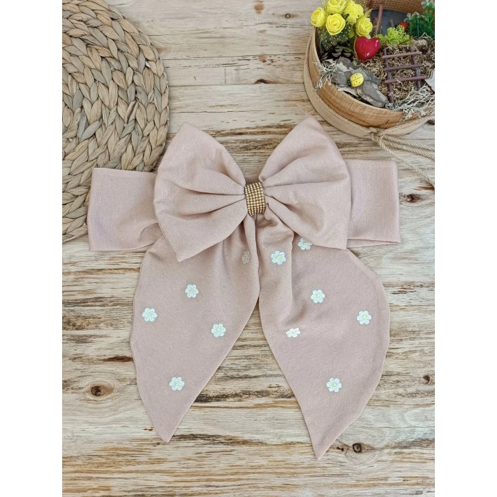 Yenidoğan Papatya Desenli Trilüks Unisex Kundak Bebek Battaniyesi Kahverengi