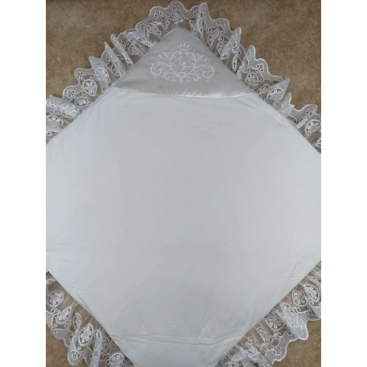 Yenidoğan Pırıltı Nakış Detaylı Lüks Kundak Bebek Battaniyesi Ekru