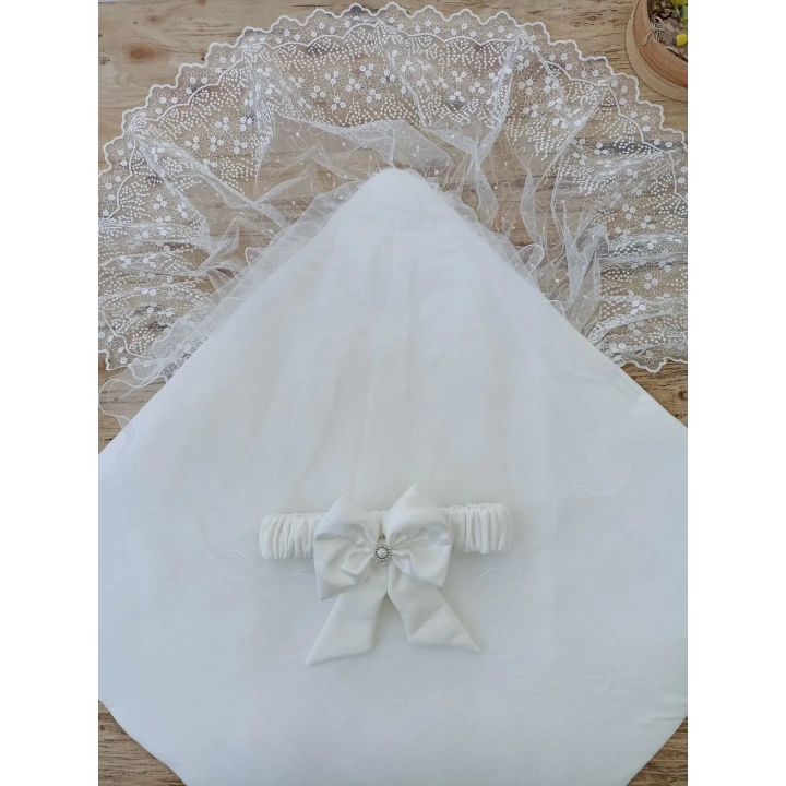 Yenidoğan Sahra My Prince Nakışlı Lüks Kundak Bebek Battaniyesi Ekru