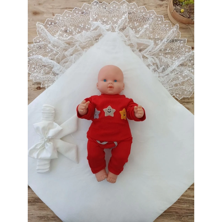 Yenidoğan Sahra My Princess Nakışlı Lüks Kundak Bebek Battaniyesi Ekru