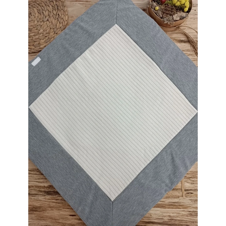 Yenidoğan Teri Cotton Taç Nakışlı Prizma Taş Kundak Bebek Battaniyesi Krem