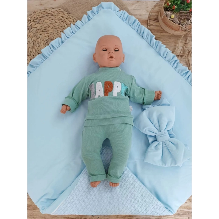 Yenidoğan Tericotton Kumaş Multi Mevsimlik Bebek Battaniyesi Kundak Mavi